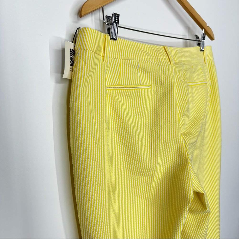 Anne Klein Daffodil Yellow White Stripe Seersucker Dress Pants Dressy Casual Nwt - Picture 7 of 16